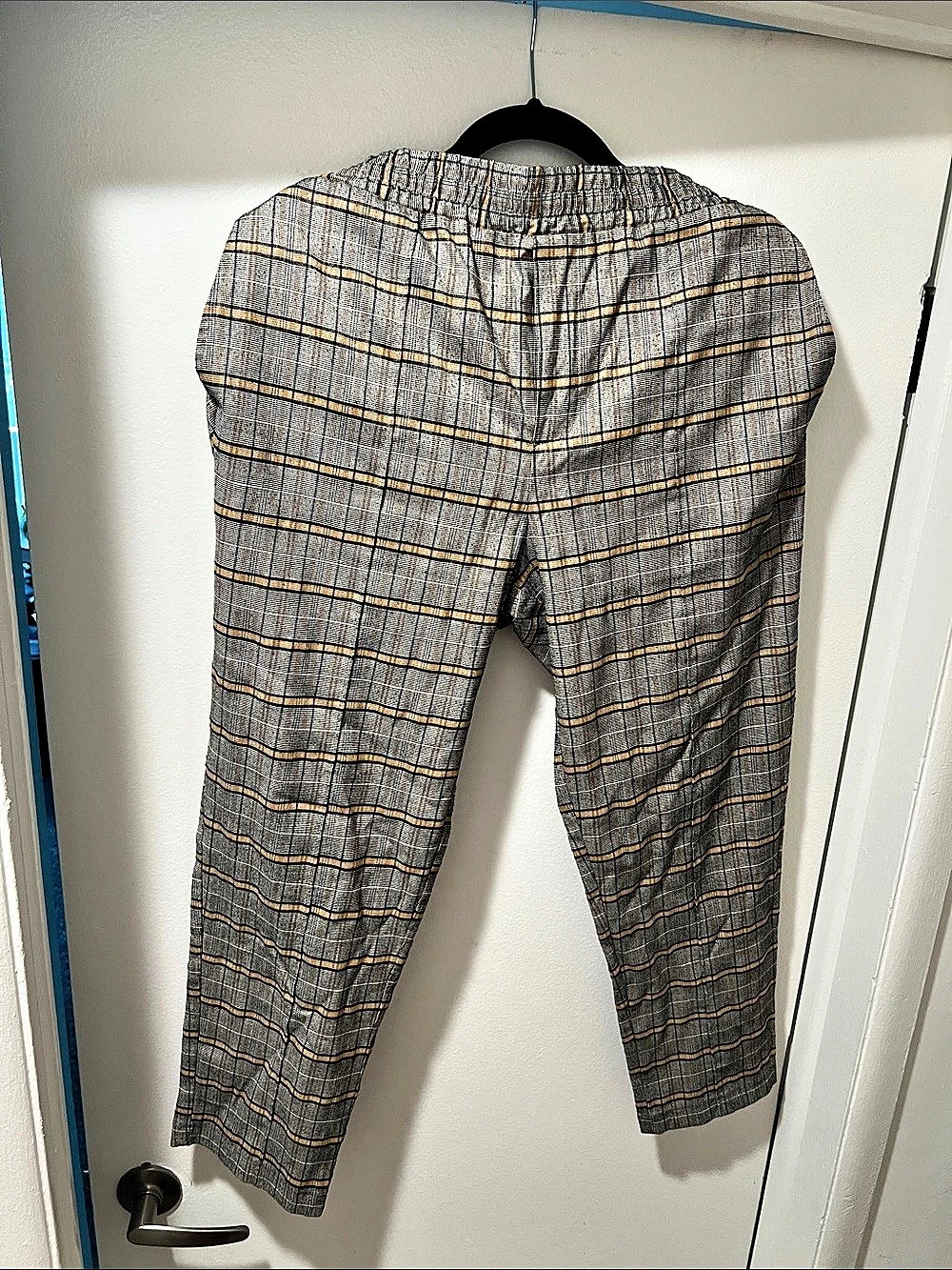 Women's Striped Straight-Leg Pants in Gray & Black
